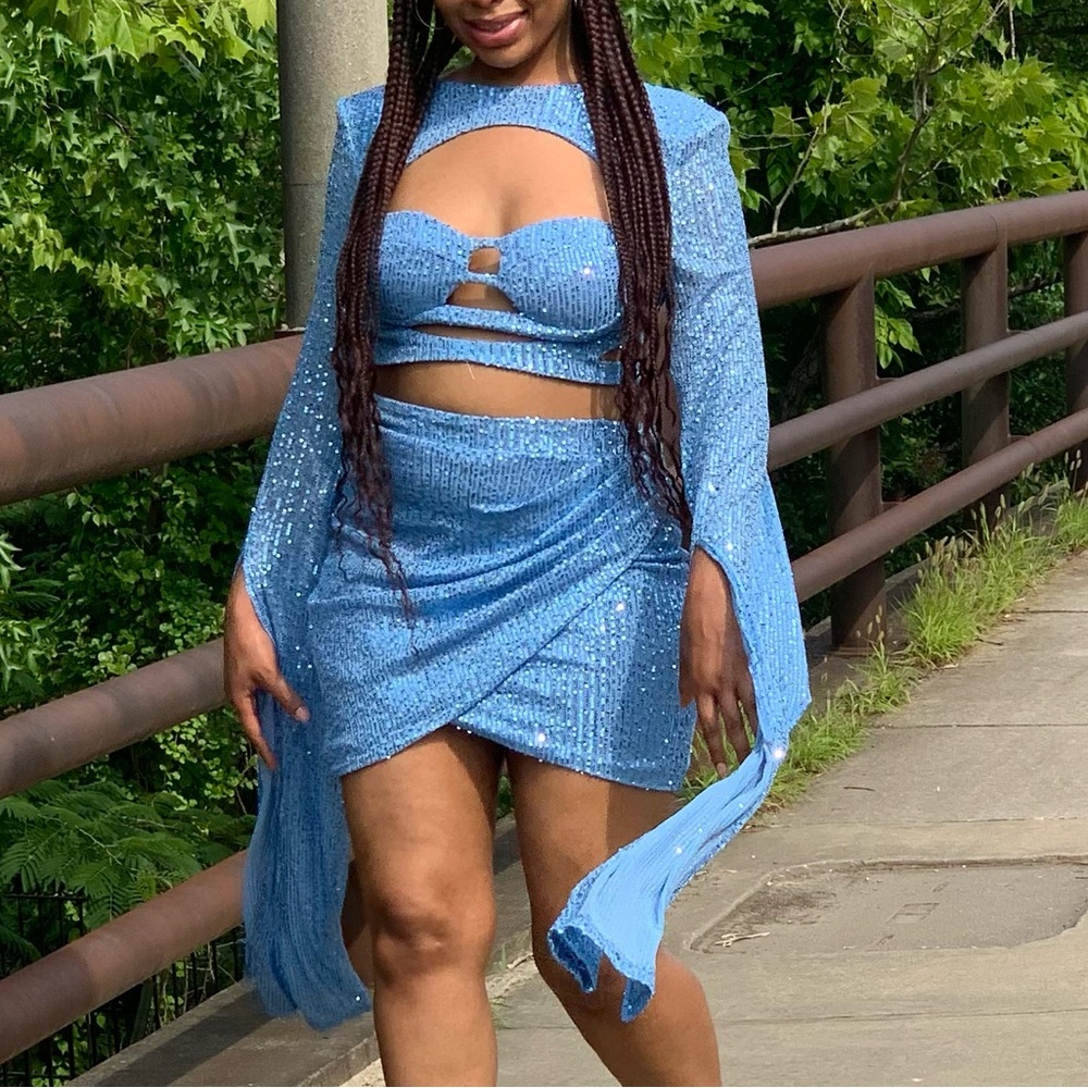 Fashion Nova “That Glitter Glow” 2 Piece Sequined Dress